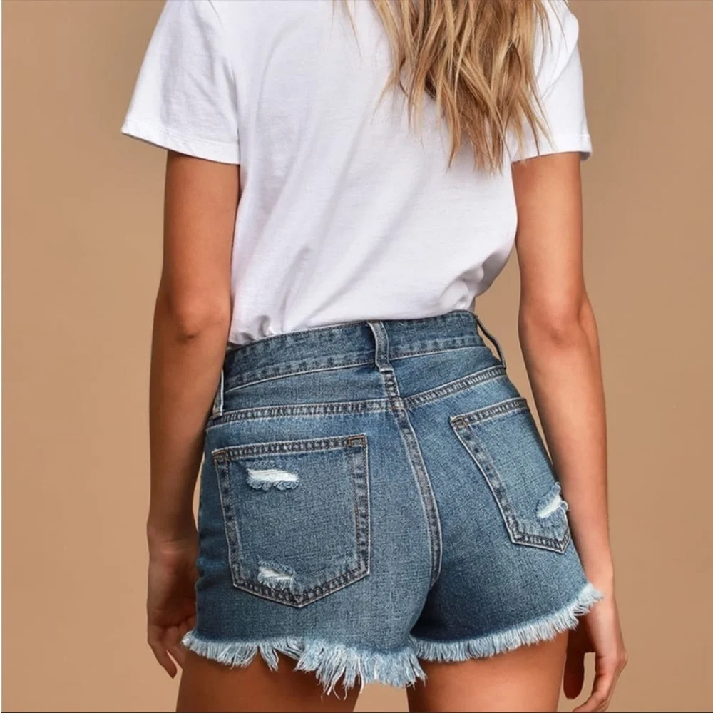 Just USA dark wash distressed denim cutoff shorts - Picture 9 of 12
